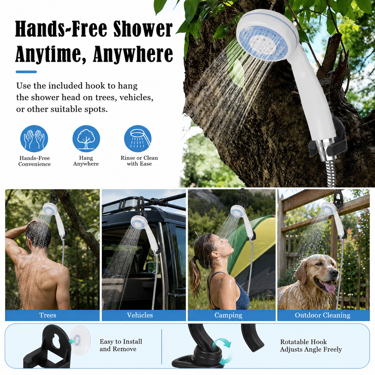 Portable Camping Shower – 1500mAh Self-Priming USB Electric Shower