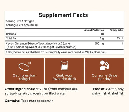 Ceylon Cinnamon 7200mg equivalent with MCT Oil