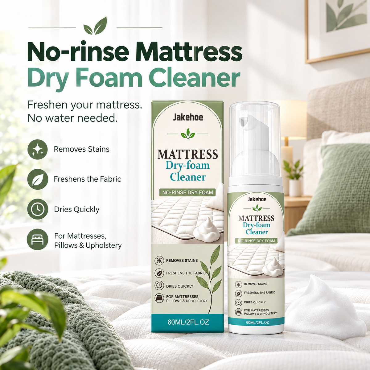 No‑rinse Mattress Dry Foam Cleaner