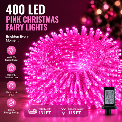 400 LED Pink Christmas Fairy Lights
