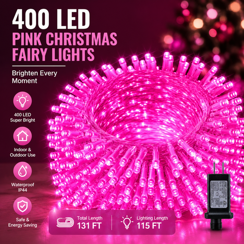 400 LED Pink Christmas Fairy Lights