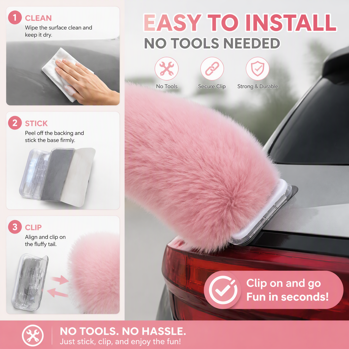 Remote Control Wagging Tail for Car – USB Rechargeable Plush Decor