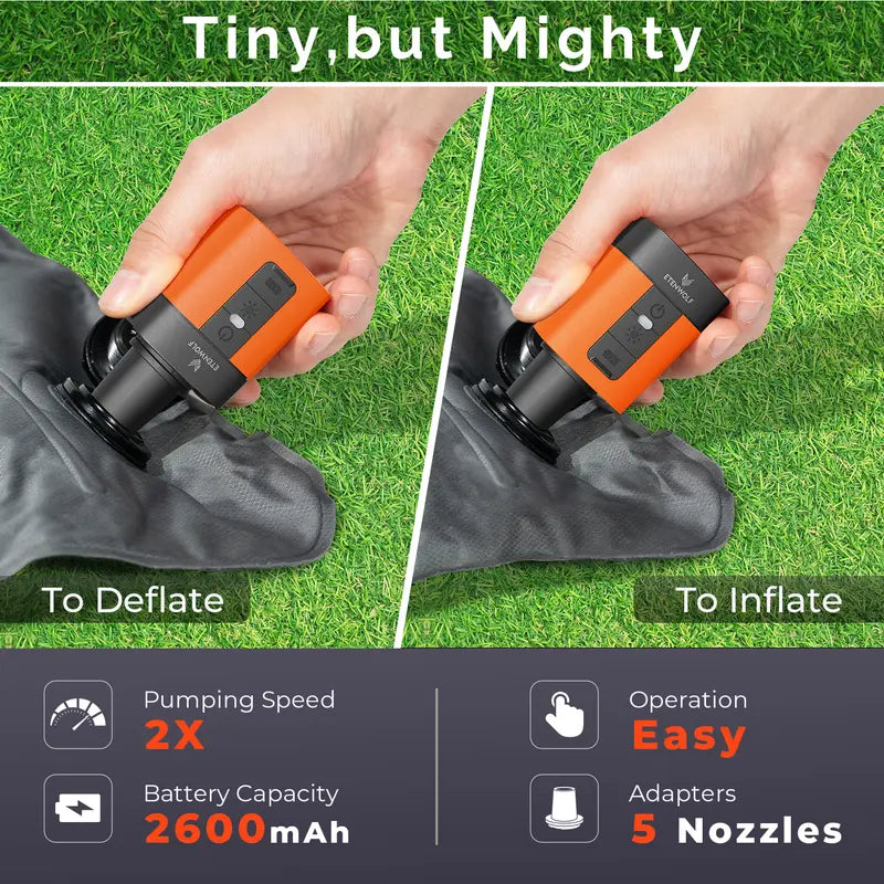 Fast Inflate & Deflate Camping Pump with LED Light