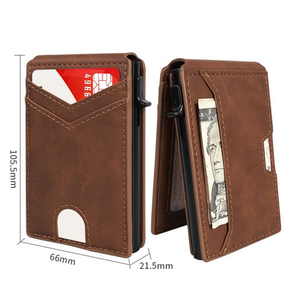 Slim RFID Wallet for Men – Pop-Up Card Holder with Money Clip & Dual ID Windows