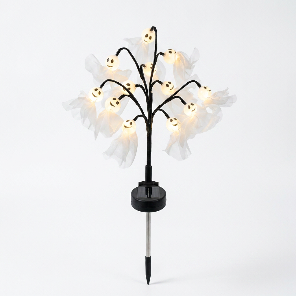 20-LED Halloween Solar Stake Lights – 4 Spooky Styles, 8 Modes, Auto On/Off