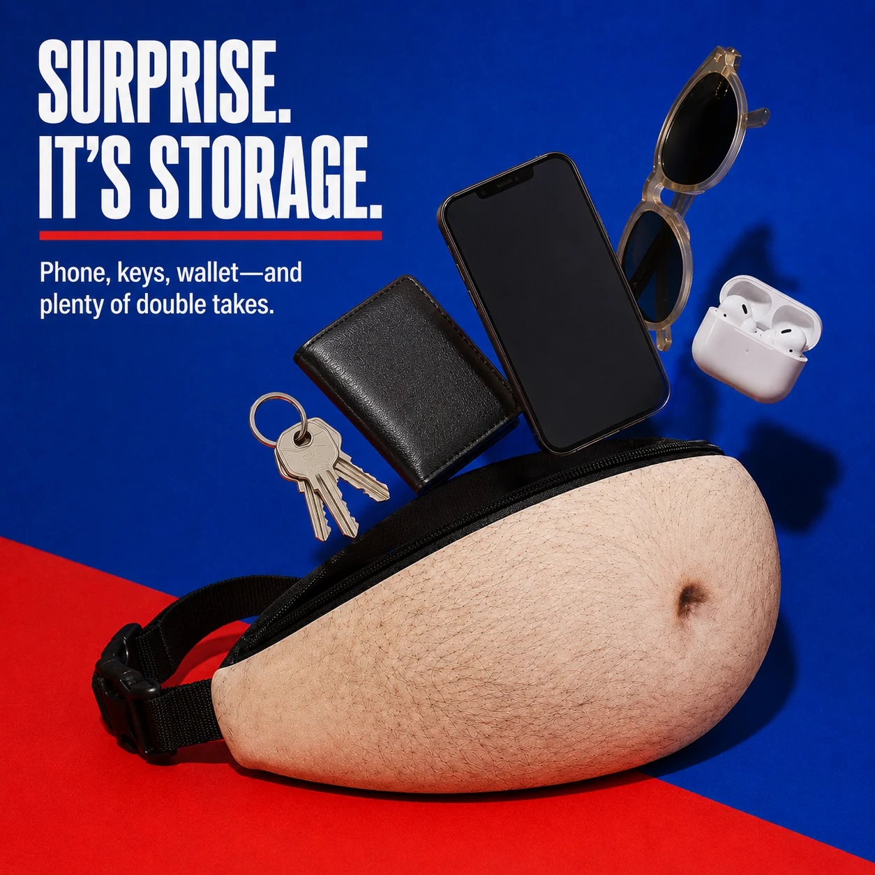 Ultra-Realistic Beer Belly Fanny Pack - Funny Dad Bod Waist Bag