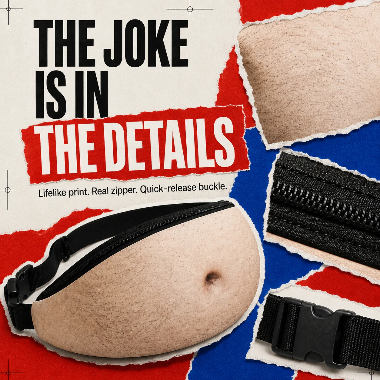 Ultra-Realistic Beer Belly Fanny Pack - Funny Dad Bod Waist Bag