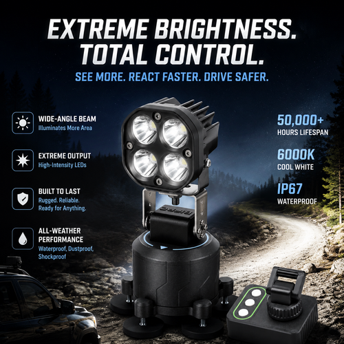 NightHawk M2 Vehicle-Mounted LED Spot Light – Scan More Ground, Extreme Brightness