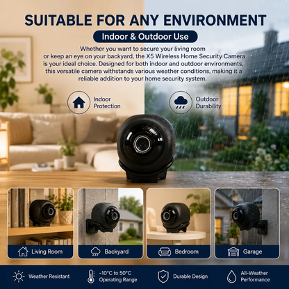 X5 Wireless Home Security Camera - 1080P HD Wi-Fi Dual-Use Monitor