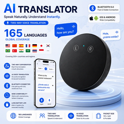 Al Pocket Translator -Real-Time Two-Way Voice Translation in 165+ Languages