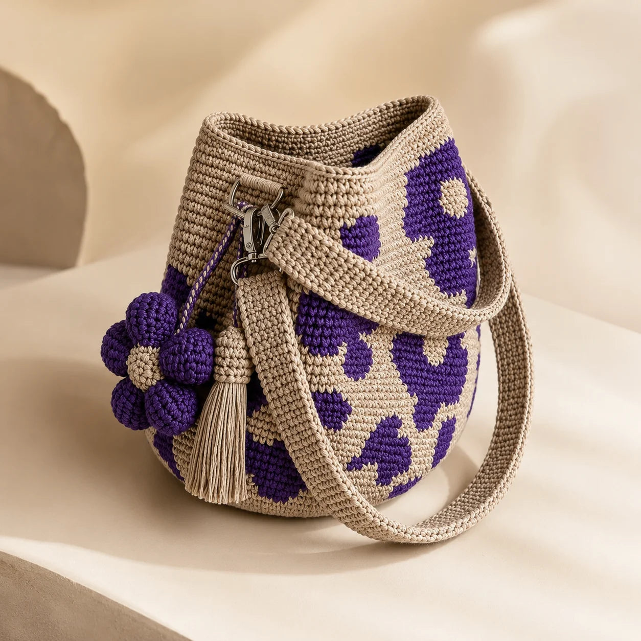 Handmade Crochet Flower Tote