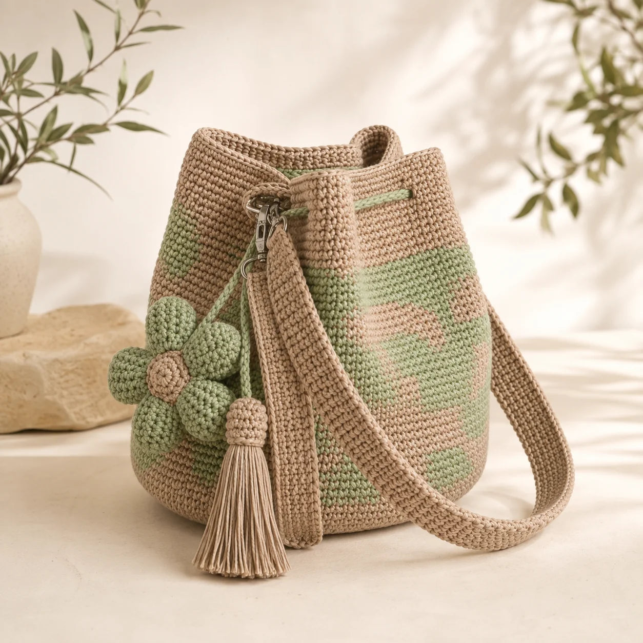 Handmade Crochet Flower Tote
