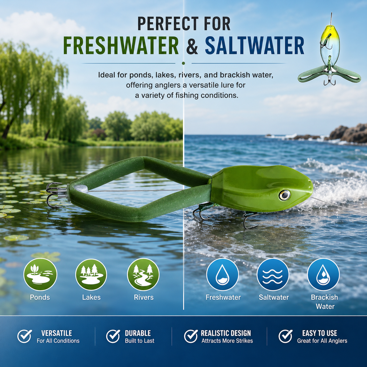 Realistic Frog Swimbait – Topwater Bass Fishing Lure