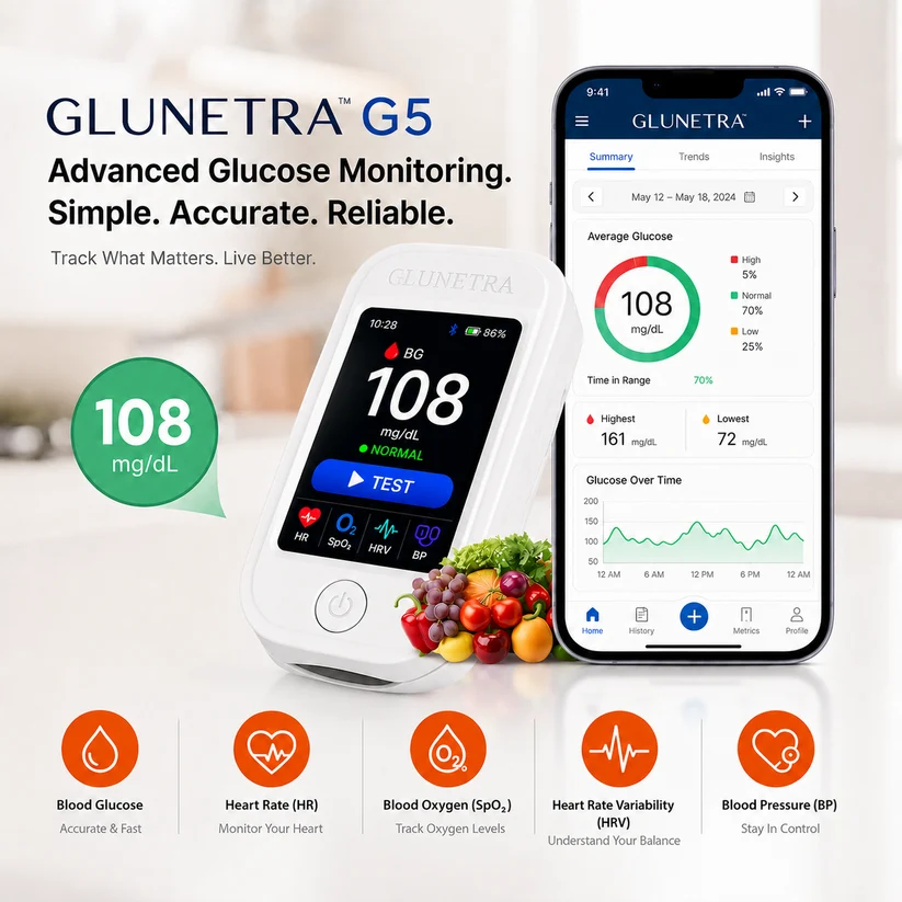 Non-Invasive Clucose & Health Monitor-No Finger Pricks Blood Sugar Monitoring Device