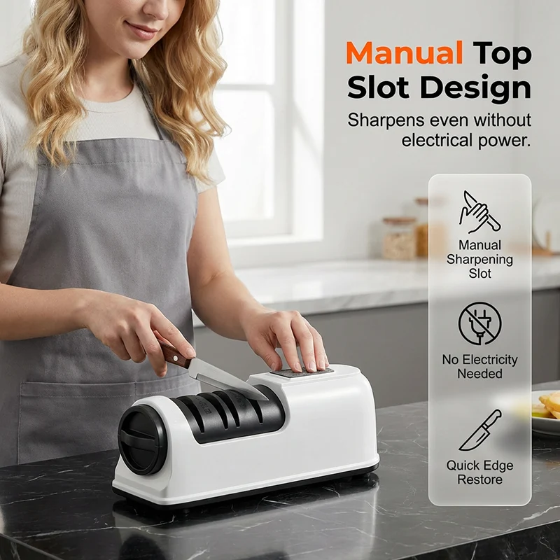 3-Stage Electric & Manual Knife Sharpener - Bring Back the Sharp!