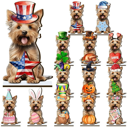 Halloween Cat Decor – Interchangeable Magnetic Wooden Sign with Detachable Hats for All Holidays