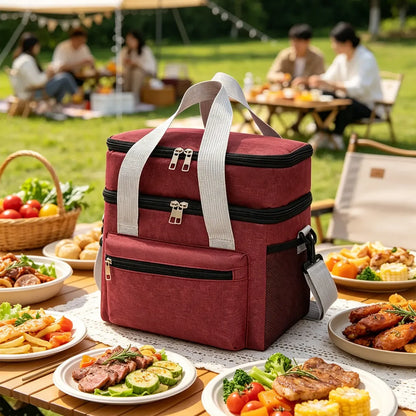 Insulated Lunch Cooler Bag with Leakproof Double-Decker Design