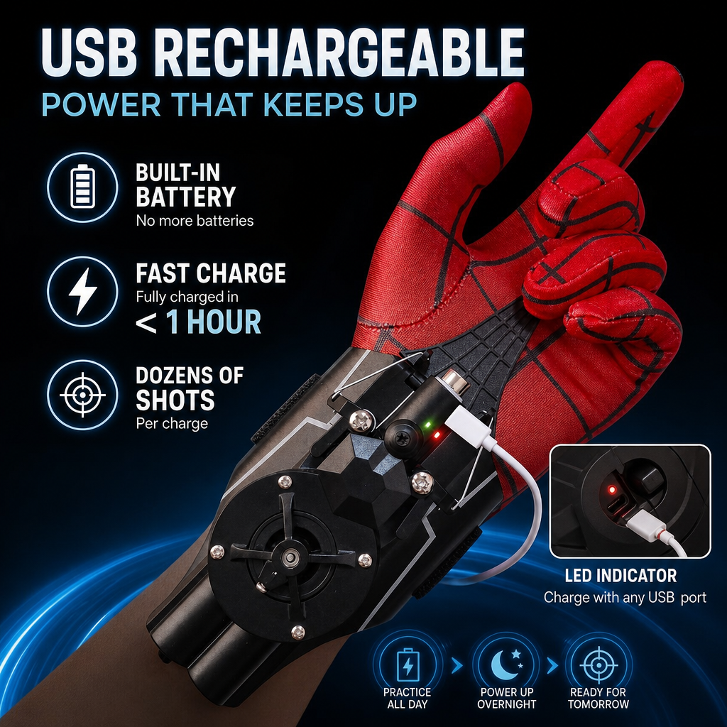 Electric Wrist Launcher Glove Set – Suction Dart Blaster, USB Rechargeable