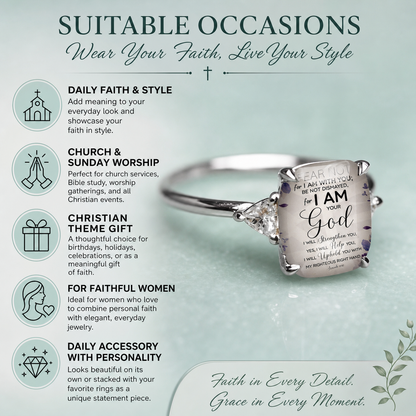 Women's Adjustable Christian Scripture Ring – Gold-Plated CZ Jewelry