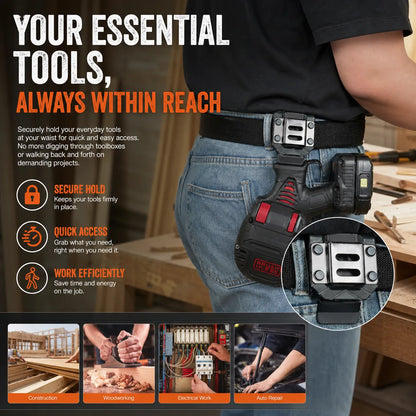 Heavy-Duty Tool Belt Organizer for Drills, Hammers & Tape