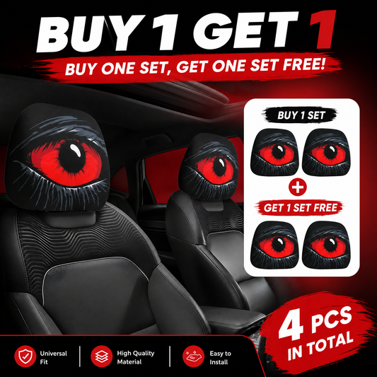 🔥2 PCS Red Devil’s Eye Car Headrest Covers – Gothic Interior Upgrade