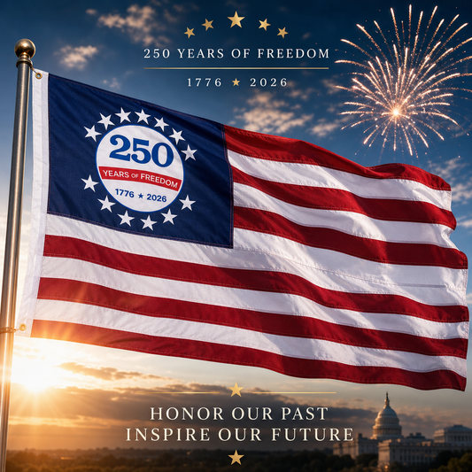 250th Anniversary USA Flag Double Sided Embroidered Nylon