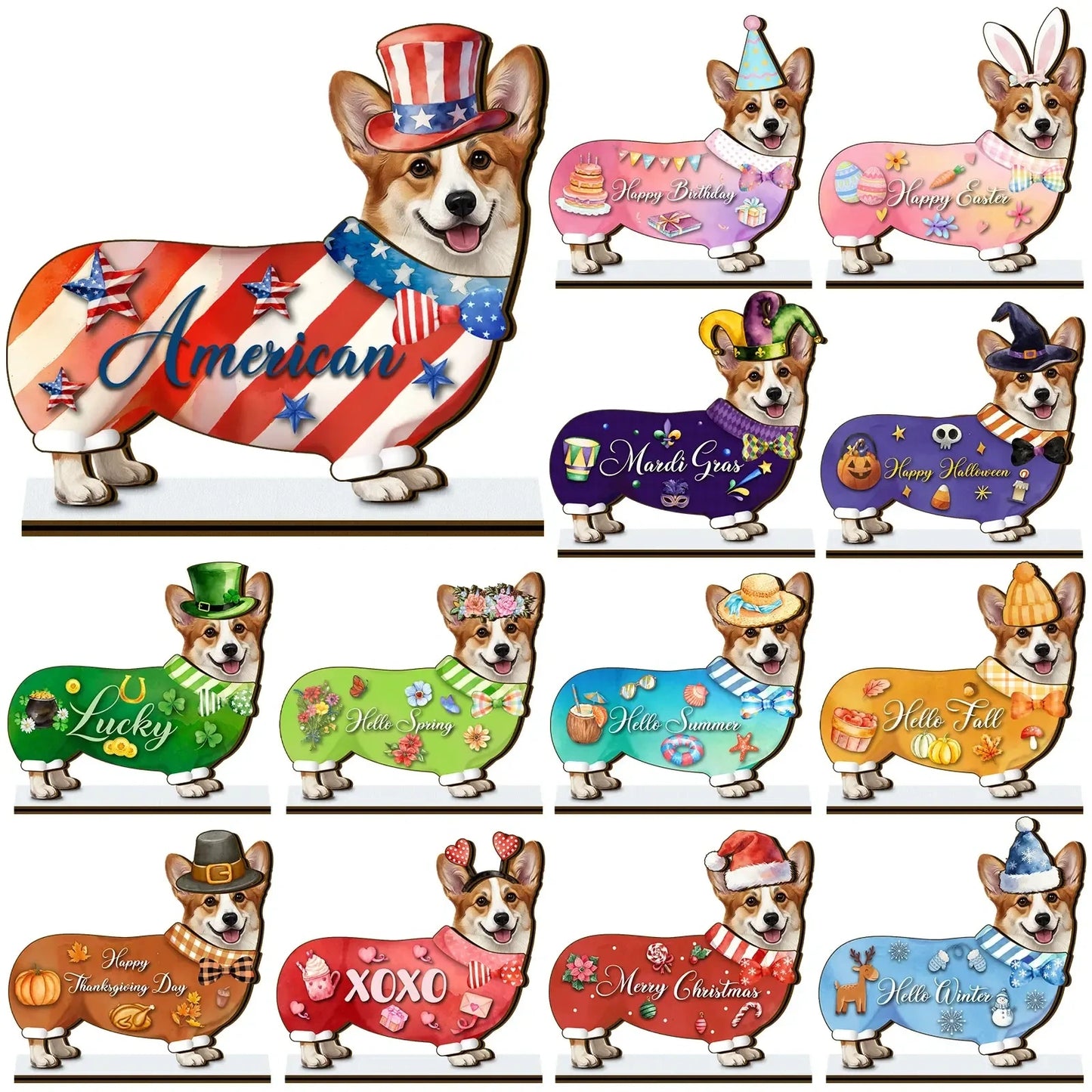 Halloween Cat Decor – Interchangeable Magnetic Wooden Sign with Detachable Hats for All Holidays