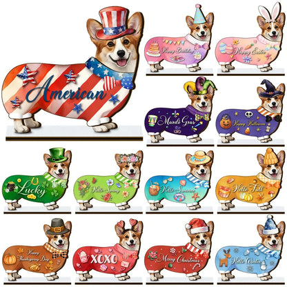 Halloween Cat Decor – Interchangeable Magnetic Wooden Sign with Detachable Hats for All Holidays