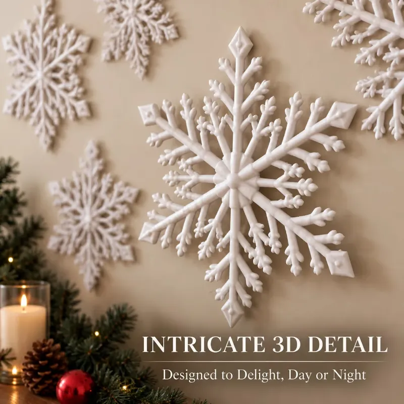 ❄️ LED Snowflake Wall Lights | 3D Christmas Snowflake Décor with Blue & White Glow
