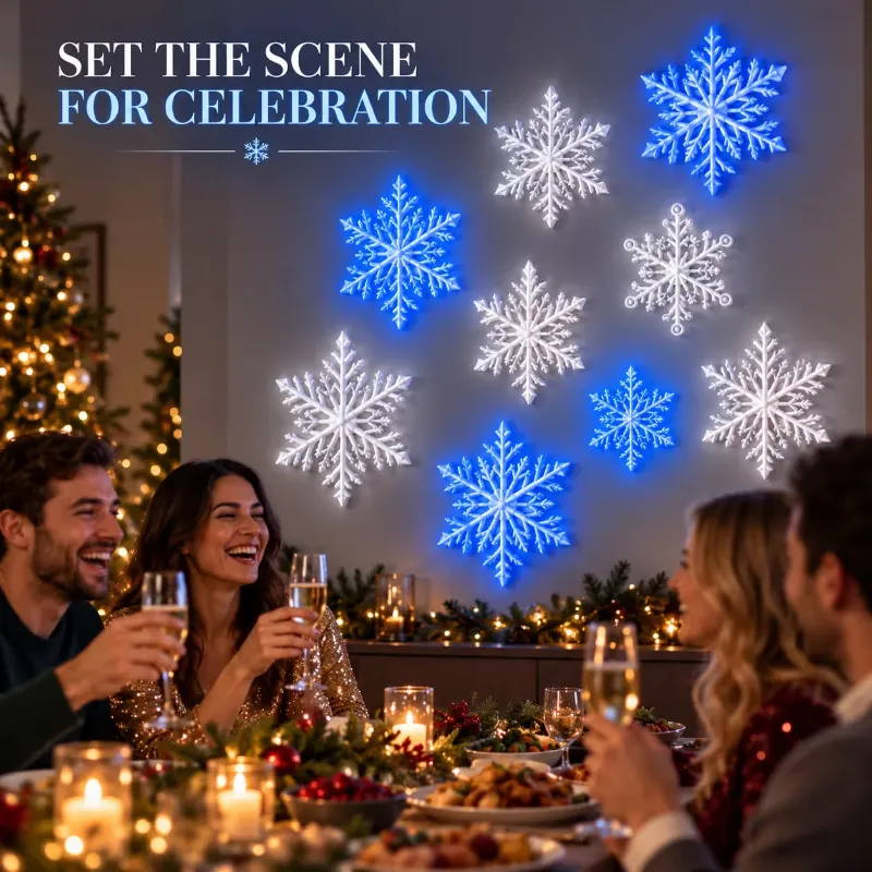 ❄️ LED Snowflake Wall Lights | 3D Christmas Snowflake Décor with Blue & White Glow