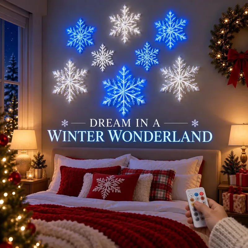 ❄️ LED Snowflake Wall Lights | 3D Christmas Snowflake Décor with Blue & White Glow