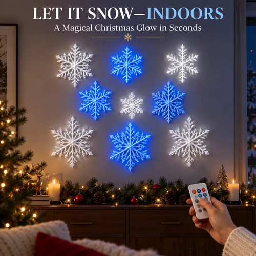❄️ LED Snowflake Wall Lights | 3D Christmas Snowflake Décor with Blue & White Glow