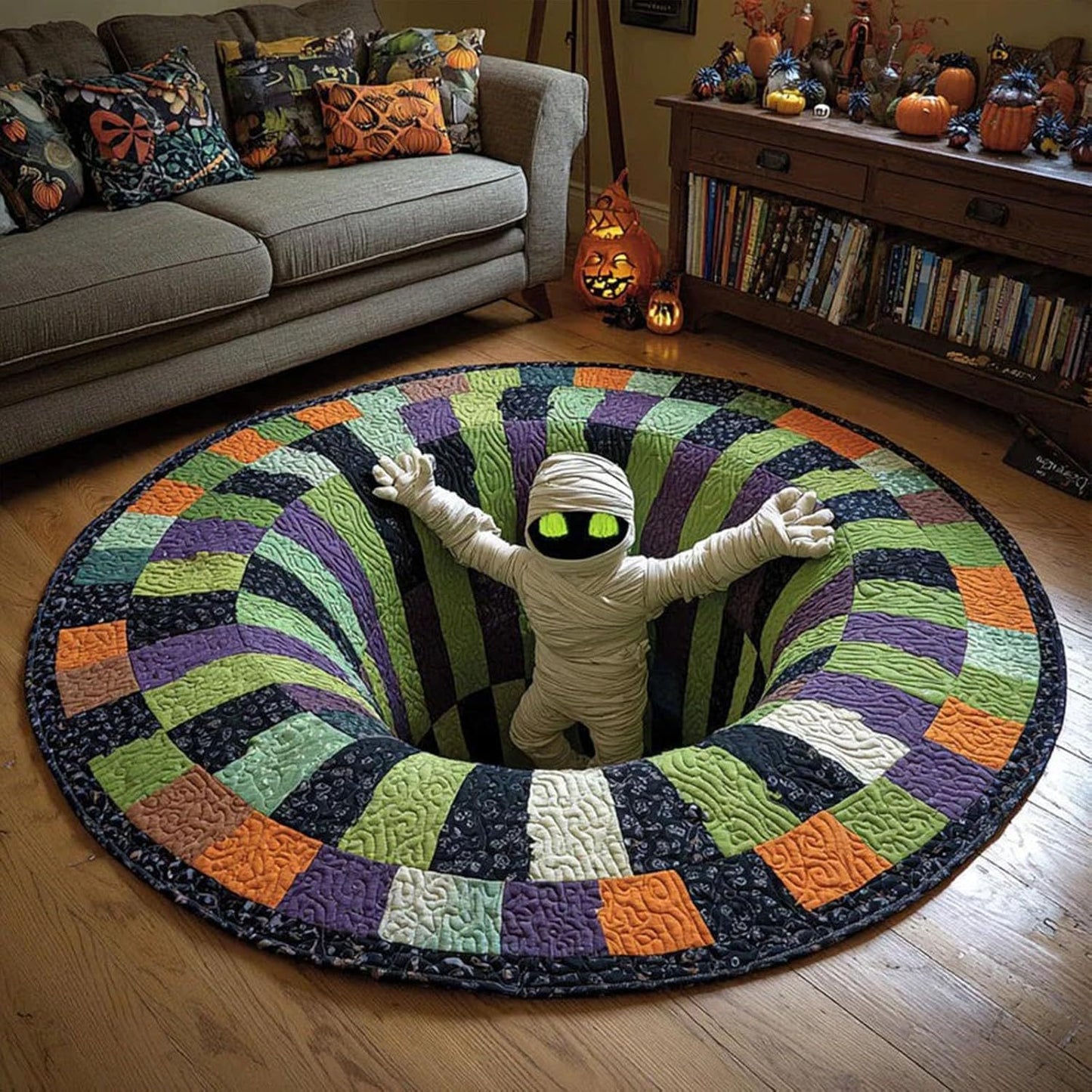 3D Halloween Optical Illusion Rug – Soft Non-Slip Round Mat