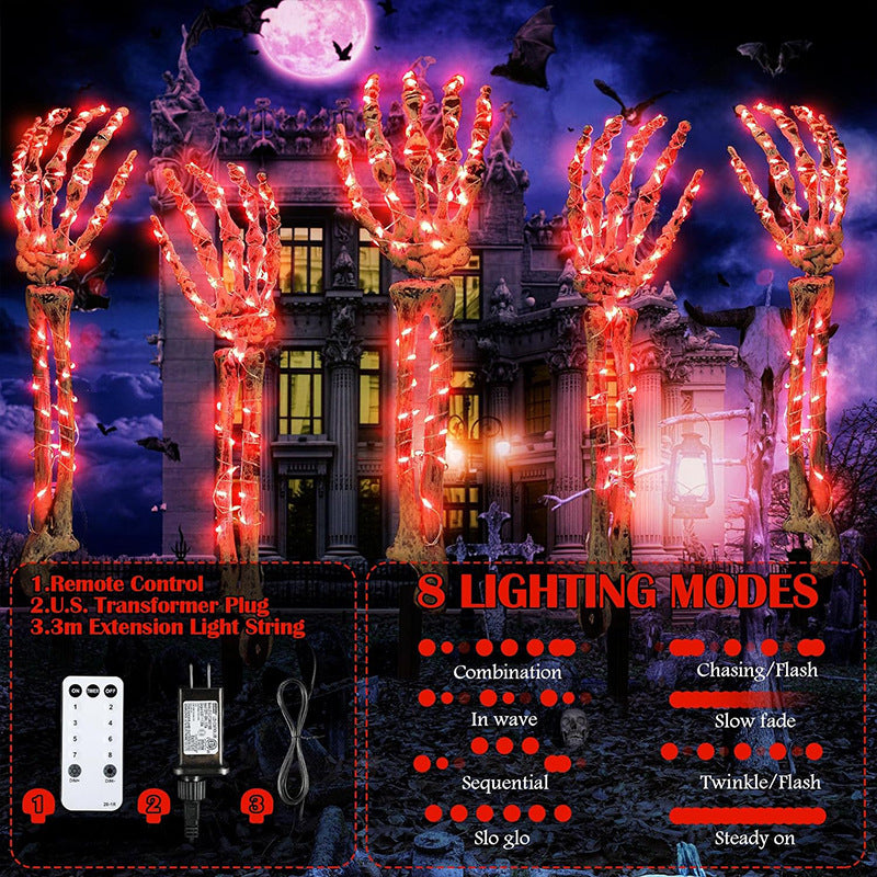 5 Pack Halloween Skeleton Arm Lights– 10FT Glowing LED Hands with 8 Modes