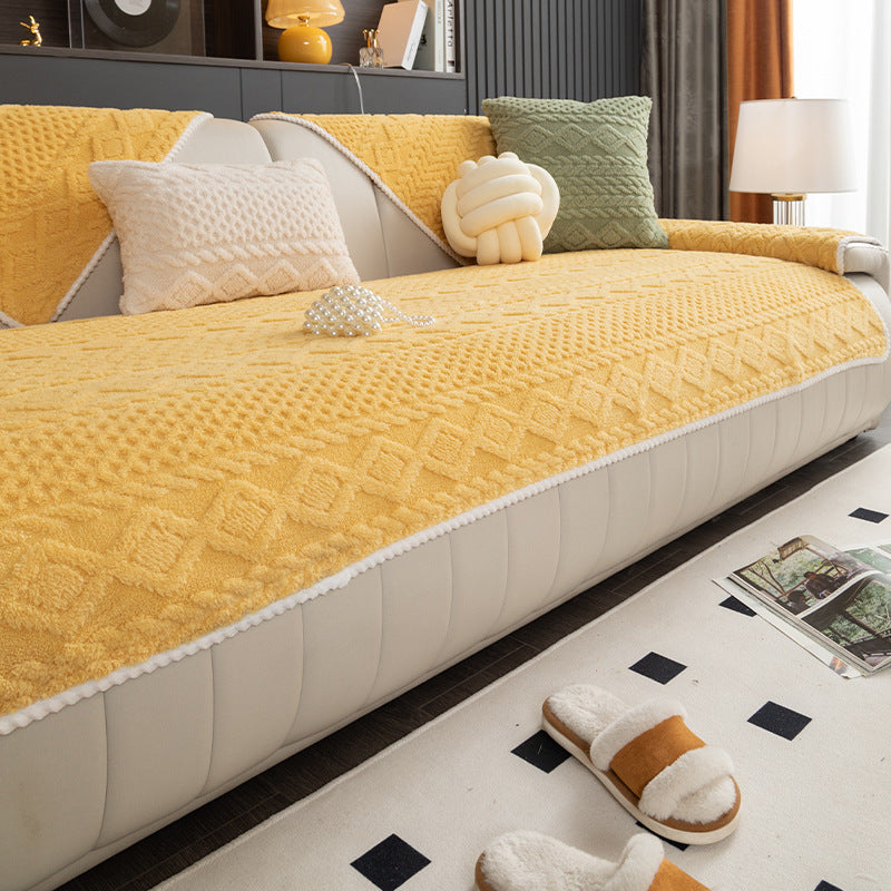Plush Fuzzy Sofa Cover – Soft Non-Slip Washable Couch Protector
