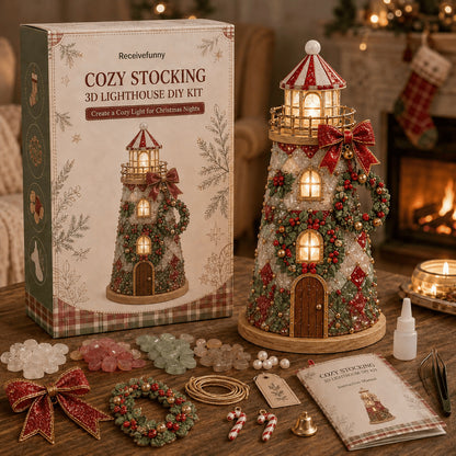 DIY Lighted Sea Glass Lighthouse Kit – Complete Beginner-Friendly Craft Set with LED