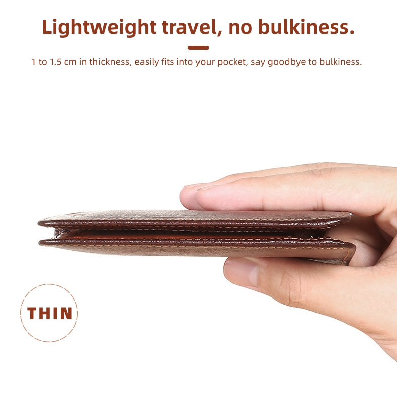 Genuine Top Grain Leather RFID Blocking Trifold Wallet for Men - 11 Slots