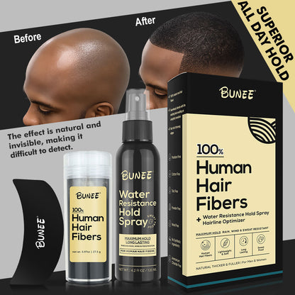 100% Human Hair Fibers & Water Resistance Hold Spray for Enhanced Hair Volume and Texture