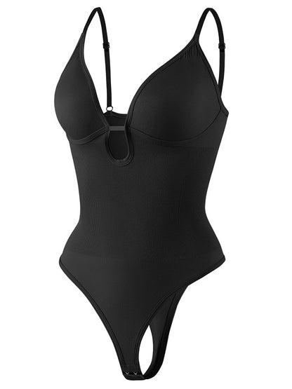 Deep V-Neck Thong Bodysuit – Tummy Control Shapewear