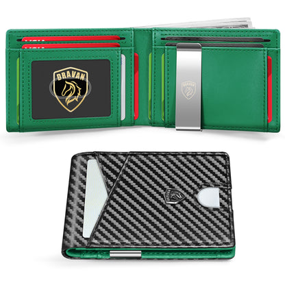 2026 Slim Carbon Fiber RFID Wallet for Men – 11 Card Slots Minimalist Front Pocket Wallet