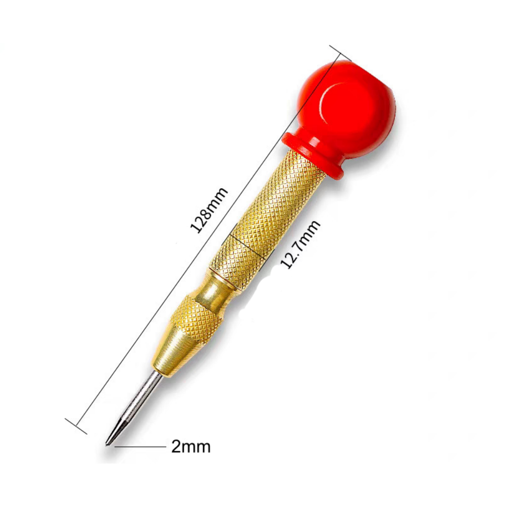 2-Pack Automatic Center Punch – 5" Spring-Loaded Brass Tool for Metal, Wood & Glass