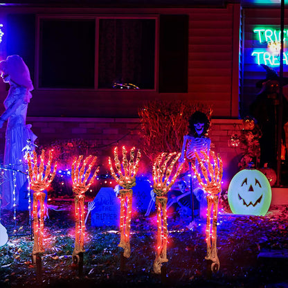 5 Pack Halloween Skeleton Arm Lights– 10FT Glowing LED Hands with 8 Modes