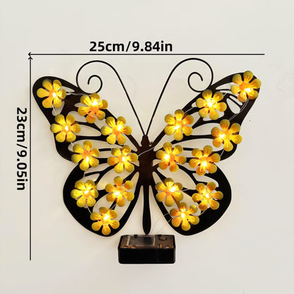 Solar Metal Butterfly Wall Art Light – 30 LED Outdoor Garden Decor Gift