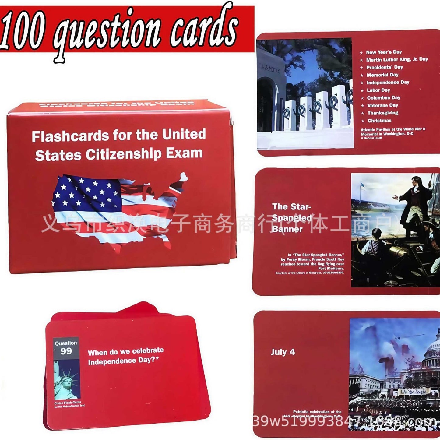 2026 US Citizenship Flash Cards – 128 Official Questions & Answers (English & Spanish)