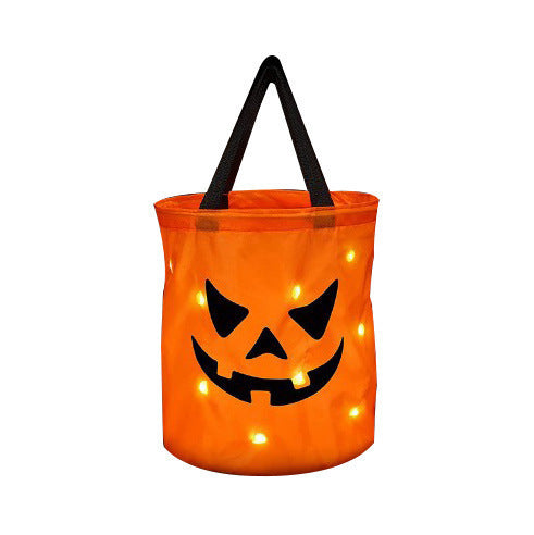 LED Light-Up Pumpkin Candy Bucket – Reusable Glow Trick-or-Treat Bag