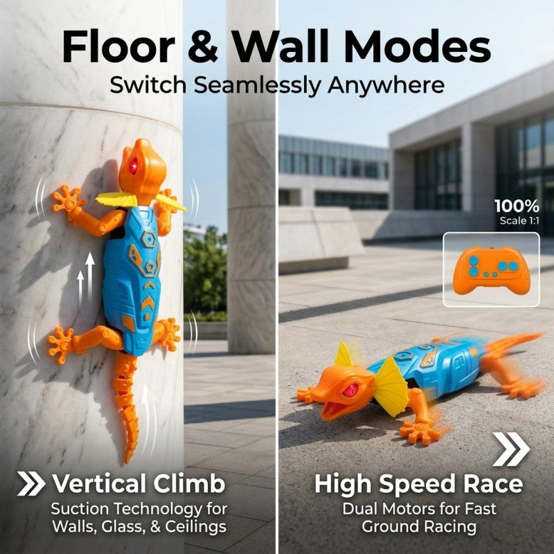 Gecko Wall Racer – Remote Control Climbing Gecko with Glowing LED Eyes