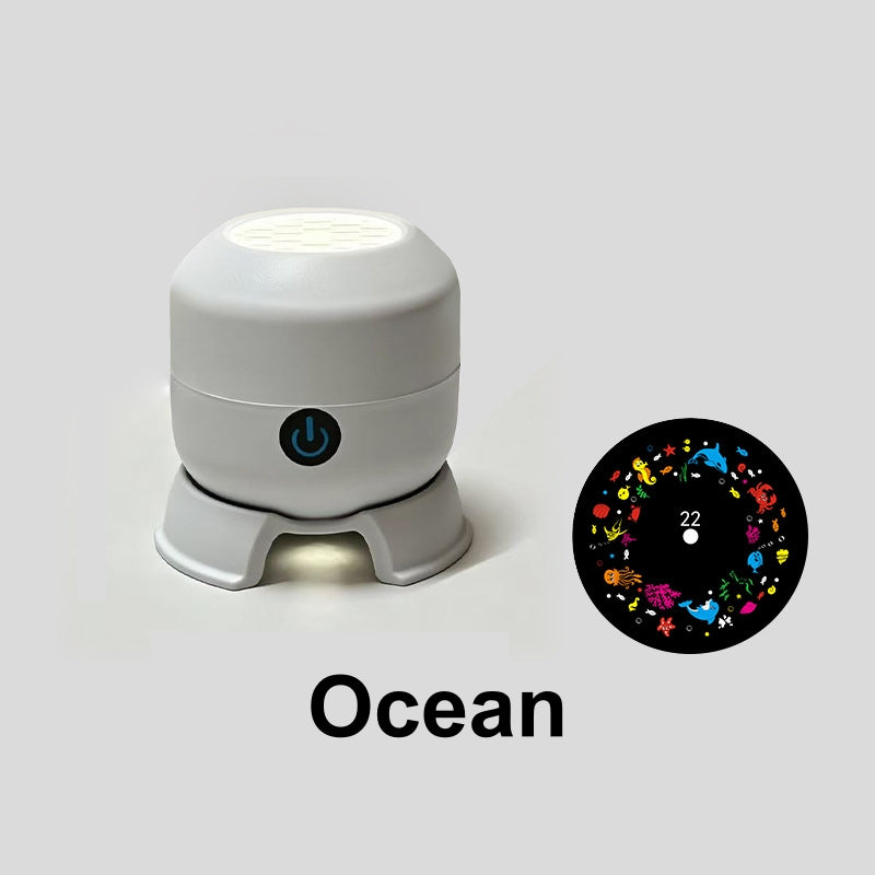 360° Rotating Ocean & Snowflake Projector – 4-Theme LED Aurora Light, USB Rechargeable