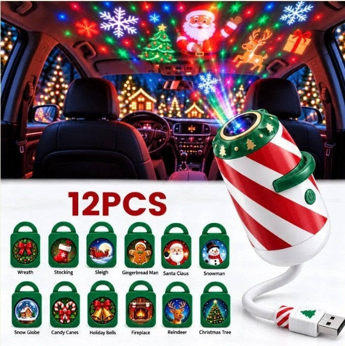 Christmas Car Projector Light – USB-Powered Festive Holiday Decor