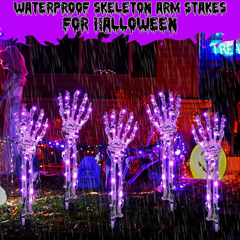 5 Pack Halloween Skeleton Arm Lights– 10FT Glowing LED Hands with 8 Modes