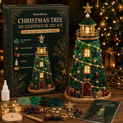 DIY Lighted Sea Glass Lighthouse Kit – Complete Beginner-Friendly Craft Set with LED